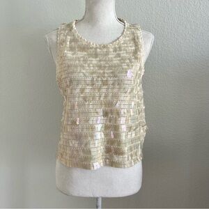 Elegant J.Crew Cream Sleeveless Tank with Iridescent